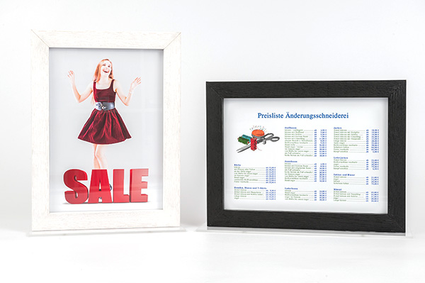 Dobbeltglas-billedramme med støttefod